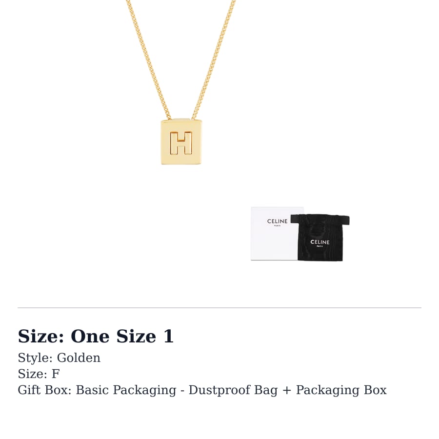 CELINE Alphabet H Necklace In Brass With Gold Finish 46N0H6BRA-35OR