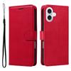 For iPhone 17 Leather Wallet Case with Strap Solid Color Phone Stand Cover