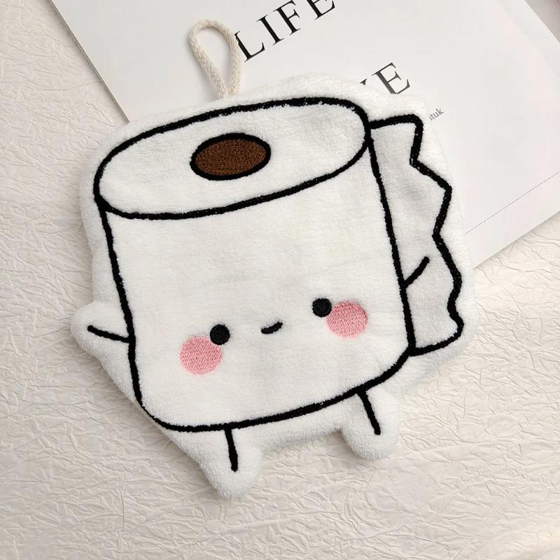 Cute Poop Toilet Paper Shaped Hand Towels Hanging Bathroom Decor for Quick Drying Home Furnishings