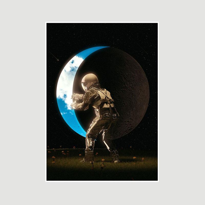 Living Room Decoration Art Painting White Paper Astronaut Space Poster Wall Art Prints Home Decor Bar Cafe Dorm Decorative Pictures Gifts