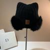 Korean Autumn Winter Ear Plush Women Hats Fur Hairy Streetwear Warm Cap Outdoors Fashion Girl Sweet Hat Gifts