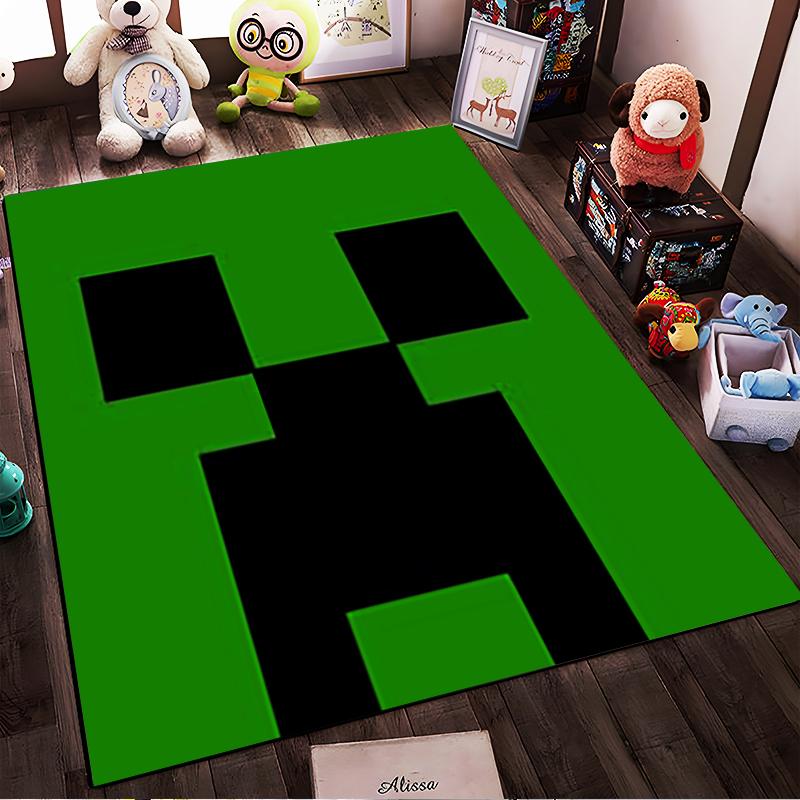 Minecraft Creeper Design Rug. Non-slip Rug Suitable for Living Room and Bedroom Sofas.