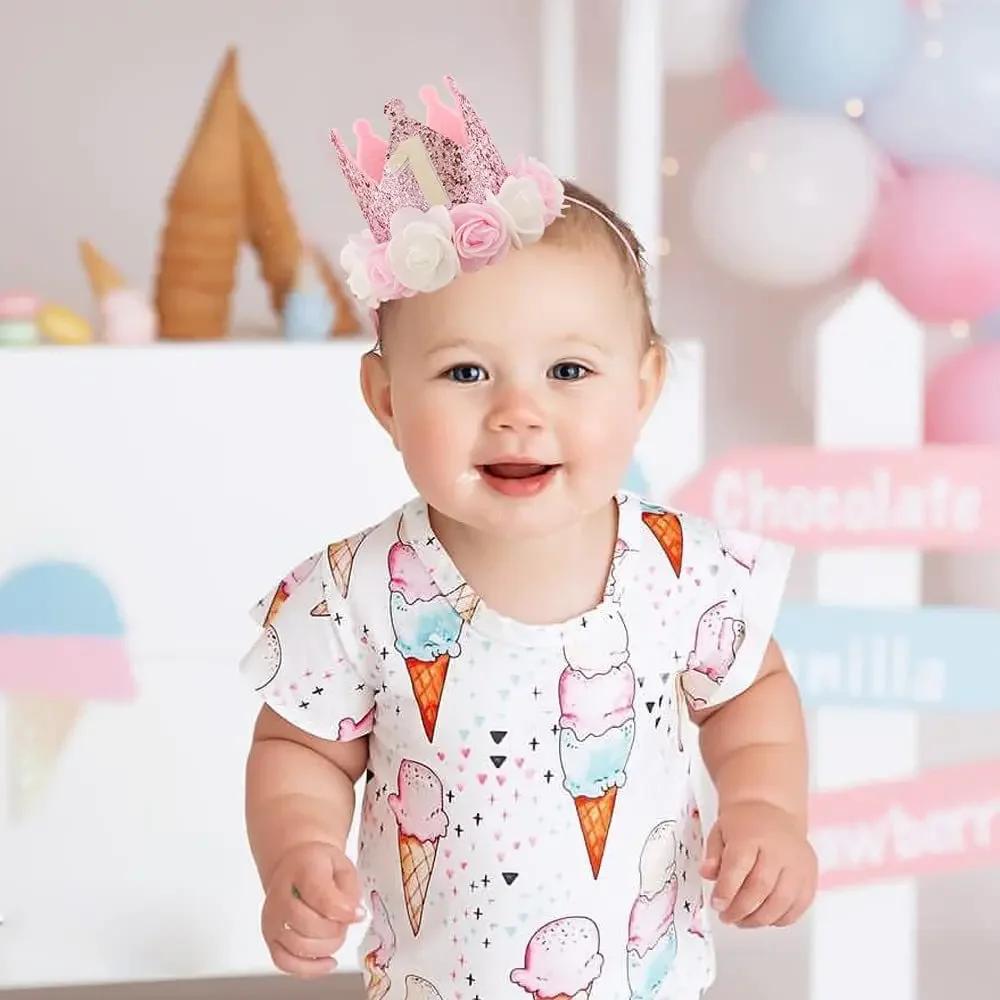 1-7 Year Old Baby Shower 1 Year Old Birthday Kids Shower Party Supplies Baby Birthday Party Crown Princess Crown Headband