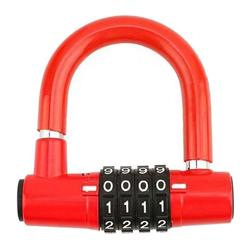 

ABUL-Convenient 4 Digit Code Bicycle Security Lock U Shape Anti Theft Motorcycle Ring Lock Password Lock For Outdoor Riding червоний