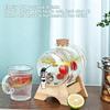 Glass Beverage Dispenser With Wooden Stand Tap Cork Stopper Transparent Wine Storage Jar For Home Party Drink Juice Container