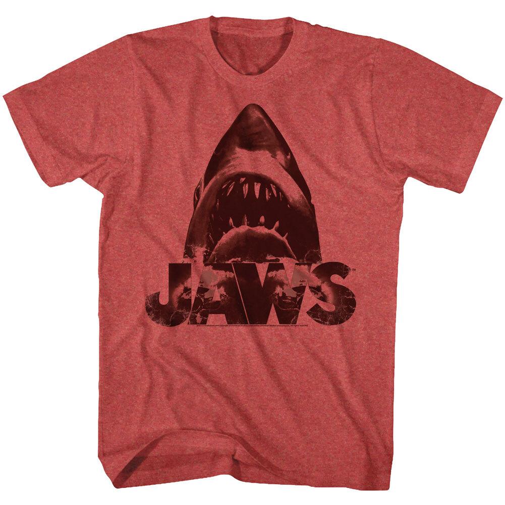 Jaws 70 Thriller Movie Black Color Shark Busting Through Waves Men T Shirt XXL