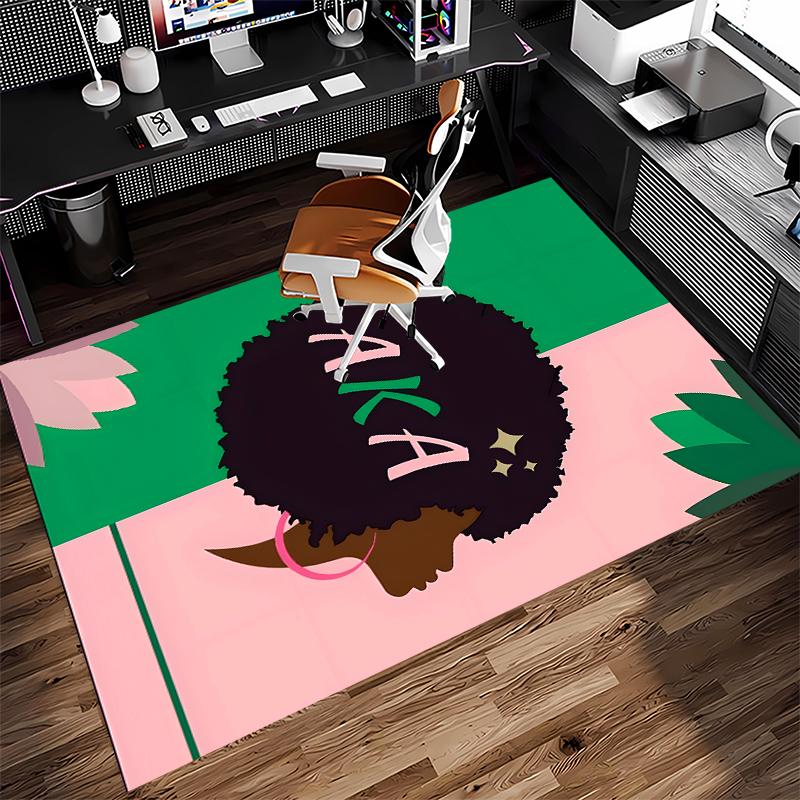 1pc AKA Logo9 Print Area Rug - Soft, Washable Non-Slip Indoor Mat for Office Chairs, Living Room, Home Office Decorative Rug