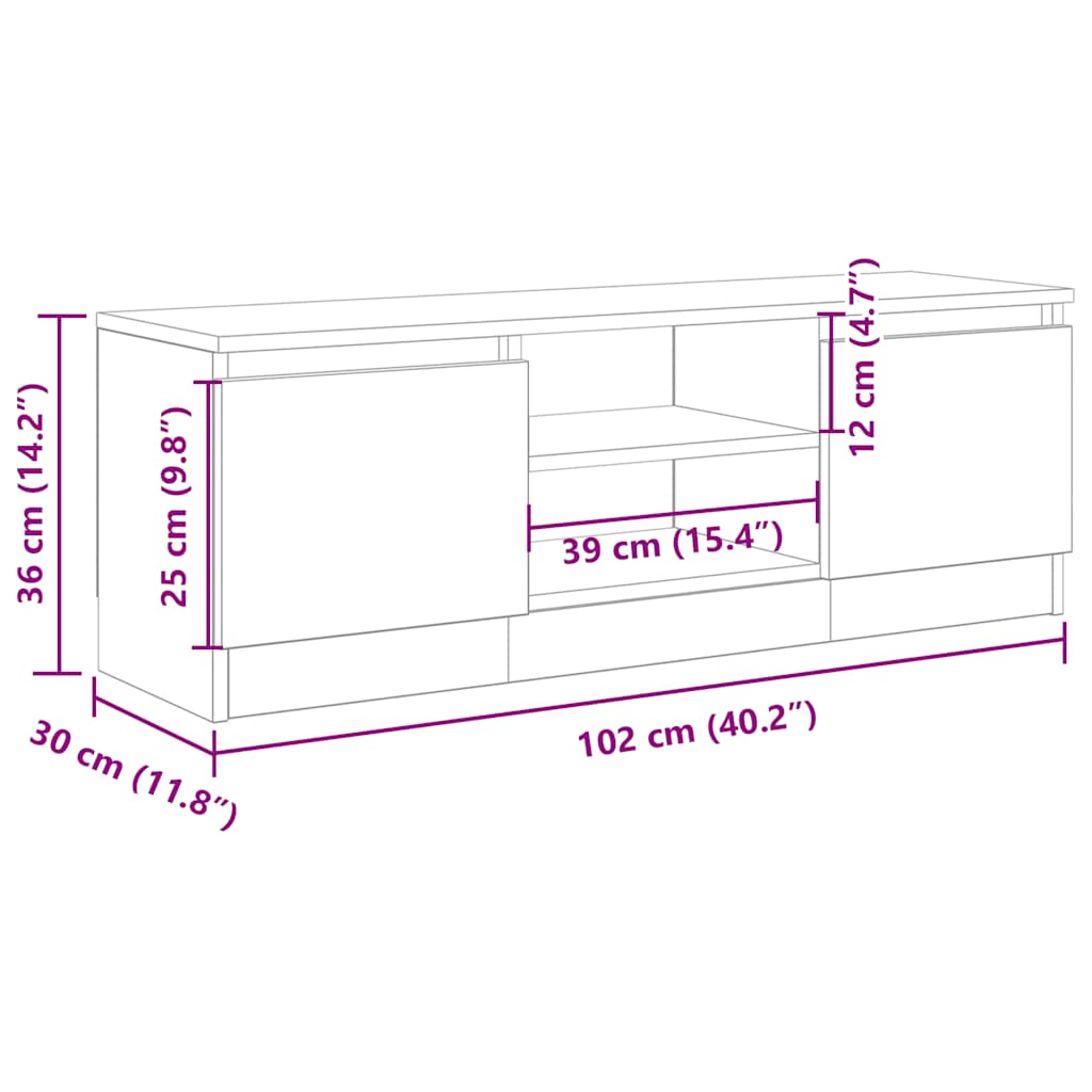 TV Cabinet with Rustic Wood Look 102 x 30 x 36 cm Engineered Wood