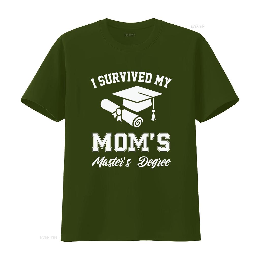 I Survived My Moms Masters Degree Shirt Graduation Gifts Master Graduate for Men Women Kids Vintage Washed Graphic