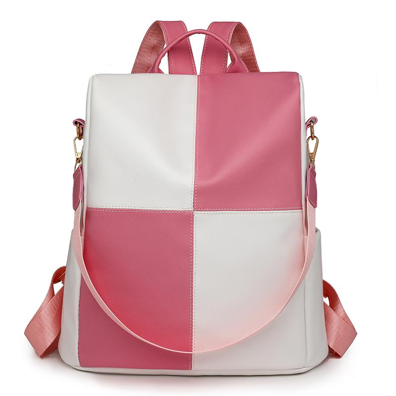 Large Capacity Commuter Women's Backpack Stitching Outdoor Travel Backpack Multi-Functional Shoulder Handbag