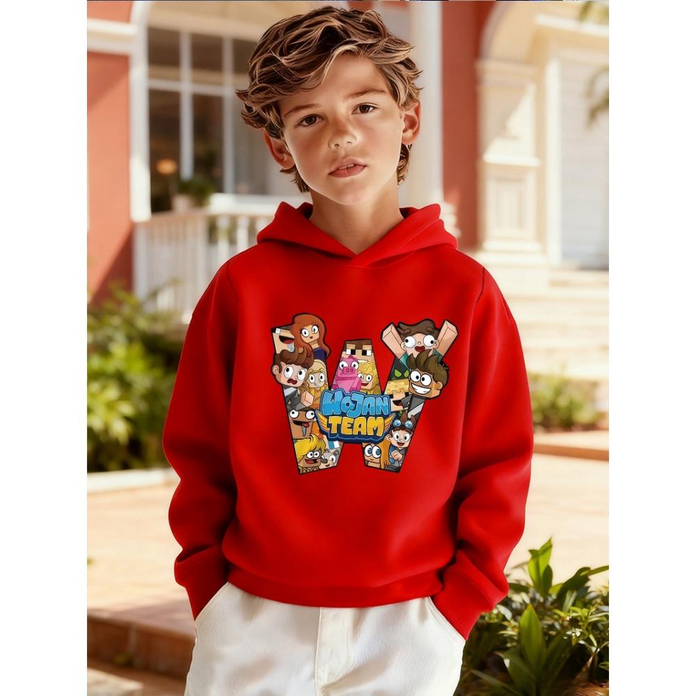 2026Kids'Wojan Team Character Pattern Children's Hooded Sweatshirt, Suitable for Daily Wear In Autumn and Winter