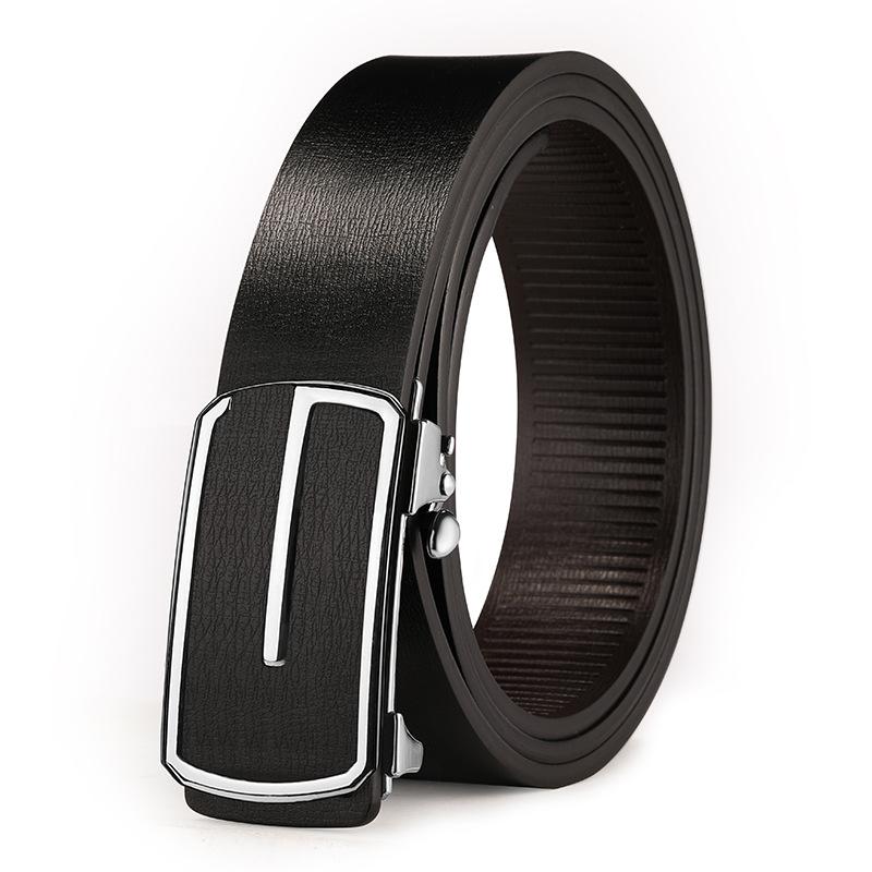 Genuine Leather Toothless Automatic Buckle Leather Belt for Men and Young Men Simple and Versatile Business Casual Trousers