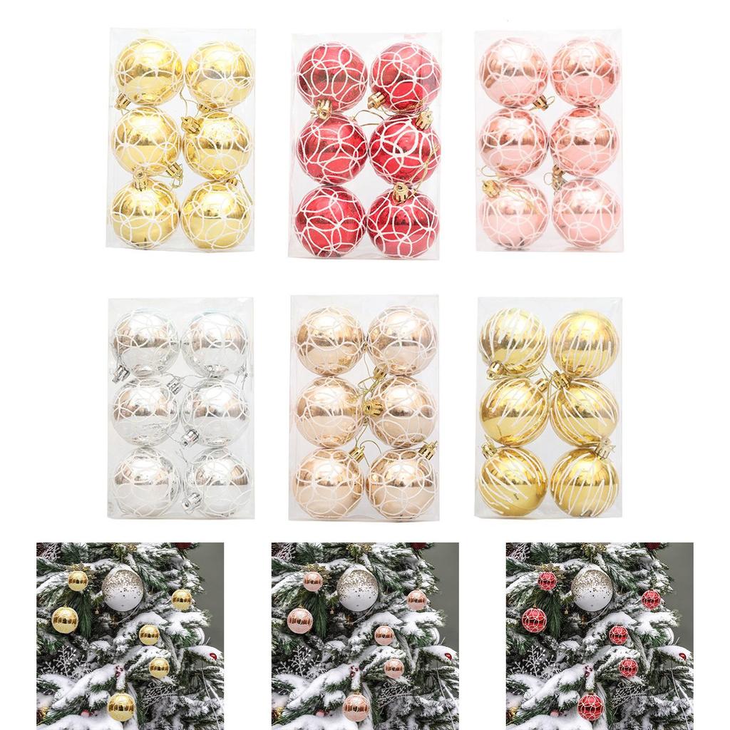6x Christmas Ball Ornaments Decorative Xmas Balls Baubles 6cm Christmas Tree Hanging Ornaments for Wreath Garland Home Indoor