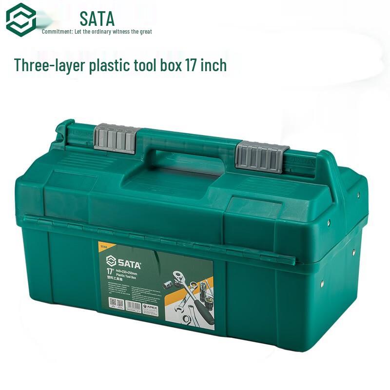 SATA 95166 17-Inch Three-Tier Plastic Toolbox