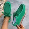 Women's Casual Faux Suede Walking Shoes Round Toe Lace-Up Work Office Driving Moccasins Shoes for Women Non-Slip Comfortable Penny Flat Loafers