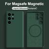 Liquid Silicone For Magsafe Case For Samsung Galaxy S23 S22 S21 FE S24 Ultra Cases Wireless Charging ShockProof Cover