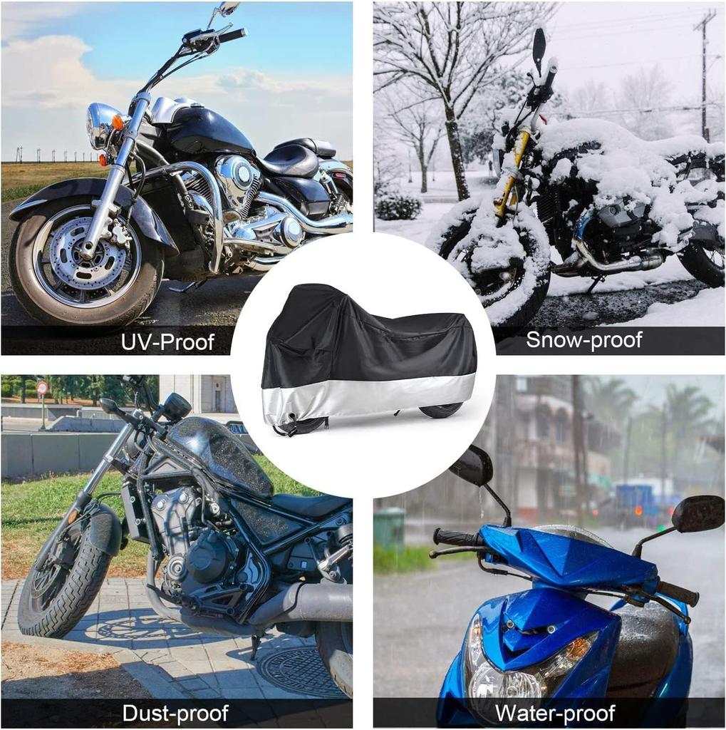 Ohuhu Motorcycle Cover Thick, Durable, High - Quality 300D Oxford Fabric, Waterproof, Heat -