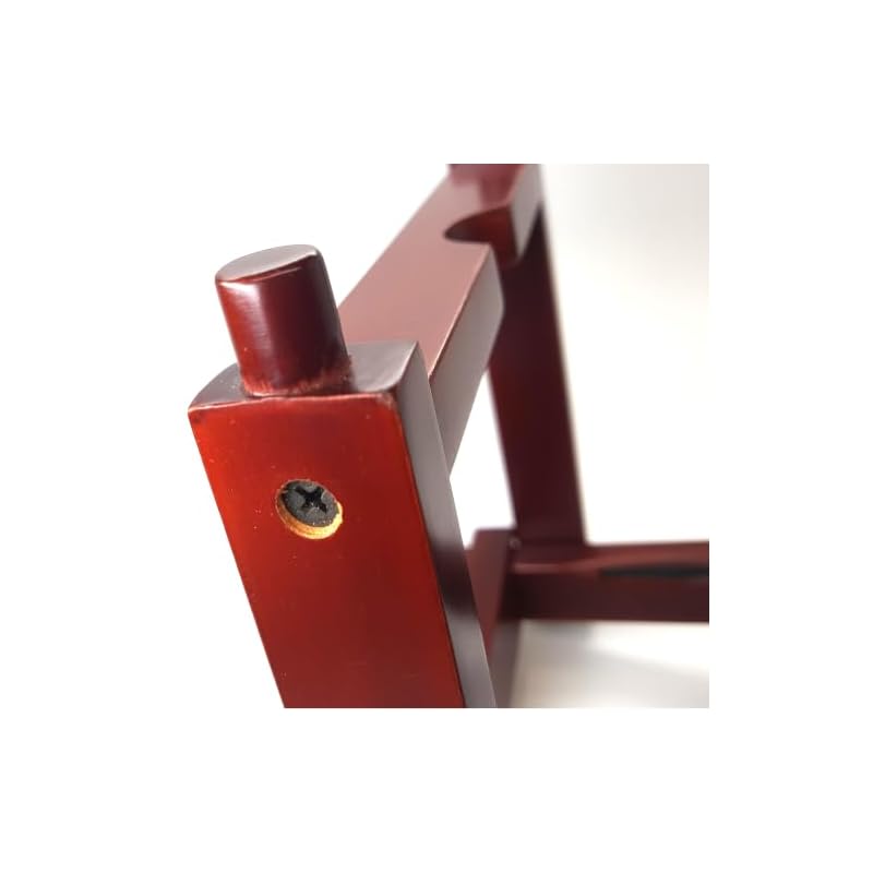 Okinawa sanshin folding stand, reddish-brown, with family crest, wooden stand, includes original sticker.