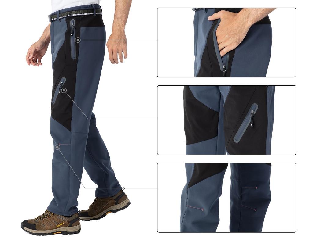 Gopuune Hiking Outdoor Climbing Pants for Cold and Abrasion Resistance for Fall and Winter Size Men's Fleece-Lined Pants, Windproof, Water-Repellent,