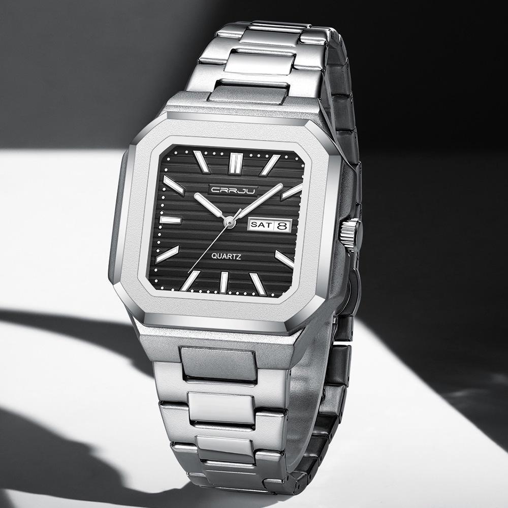 Men's Casual Stainless Steel Watch Analog Quartz Watch with Day and Date Classic Waterproof Dress Watch for Men