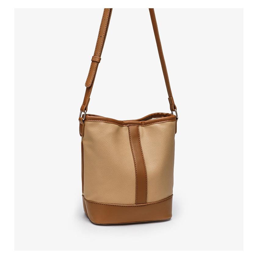 IELGY Ladies Bucket Bag Retro Fashion Simple Korean Version All-Match Stitching Messenger Bag