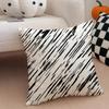 Black And White Striped Geometric Rectangle Art Cushion Cover Throw Pillow Cover Hidden Button Durable Polyester Chair Cushion