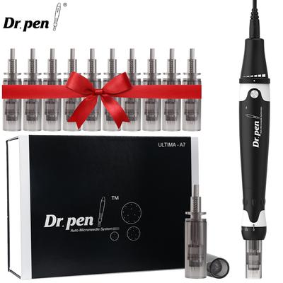 DR. Stift A7 Professionelle Mikronadel Stift Mit 12Pcs Patronen Derma Rolling Micro nadel Therapie System Hautpflege Schönheit Werkzeug