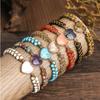 Natürlicher Stein Herz Anhänger Perlenarmband Handgeflochten Edelstein Stretch Armreif Schmuck für Frauen Mehrfarbig erhältlich