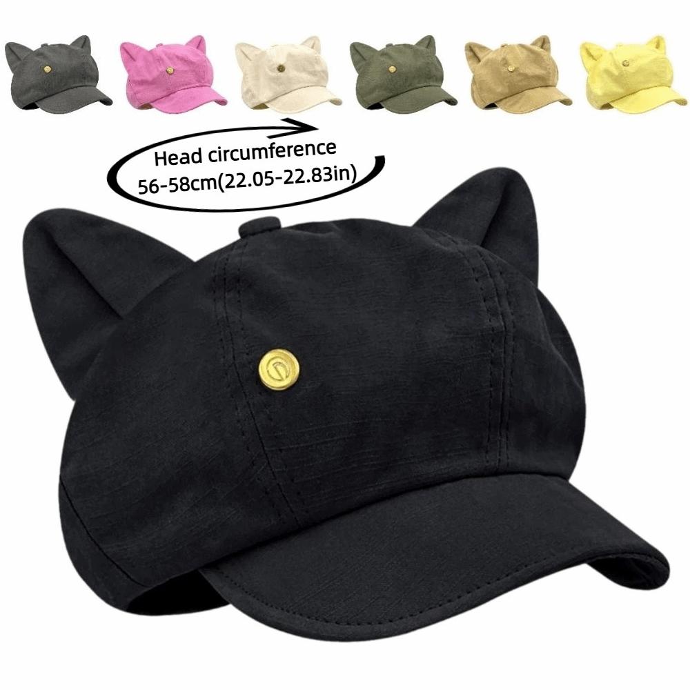 Cute Cat Ears Women's Beret Japanese Style Cat Paw Pattern Newsboy Cap Anime Sweet Baseball Cap Everyday Outfits