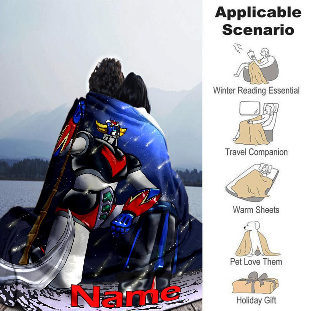 Customiz Name Personality UFO Robo Grendizer Blanket Soft &Warm Sofa Office Bed Travel Lunch Break Blanket, Gift Suitable All Seasons