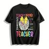 Leopard Print Apple Teacher Graphic Tee Casual Crewneck Top For Women Pure Cotton T-shirt