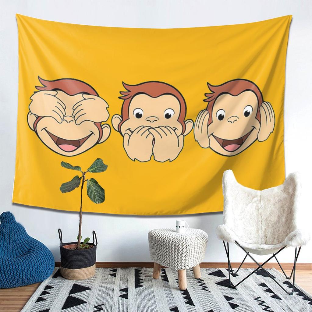 Curious George Tapestry Wall Hanging Aesthetic Home Decor Tapestries for Dorm Room
