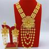 Indian 24K Gold Plated Big Necklace Earrings Jewelry Set For Women African Dubai Nigeria Bridal Wedding Party Gift Jewellery