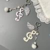 Creative Y2K Harajuku Wave Dot Striped Star Musical Notes Wings Keychain Sweet Cute Bag Pendant Decoration Accessories