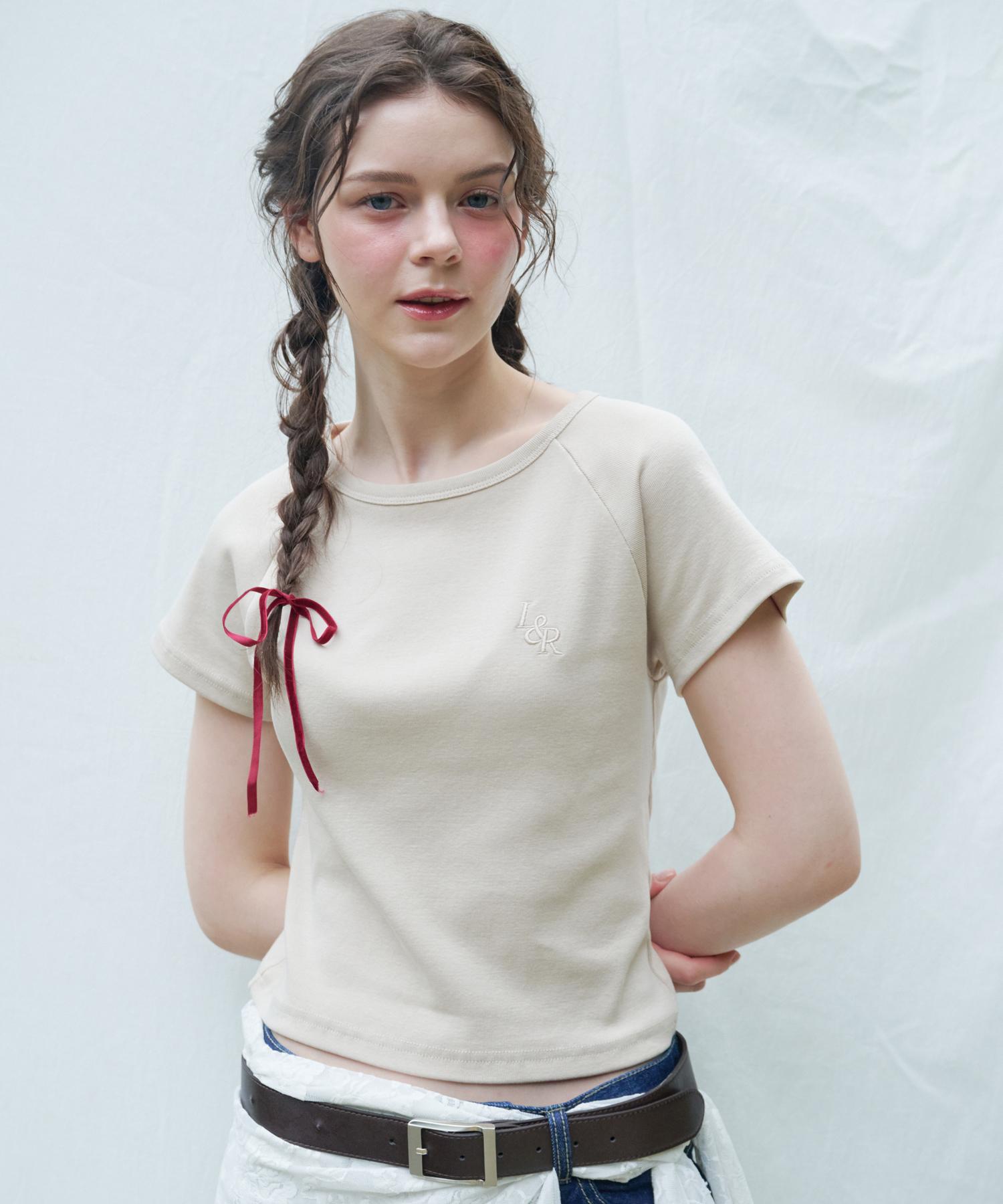 Rosiro L&R Raglan Crop Short Sleeve T-Shirt Beige Free