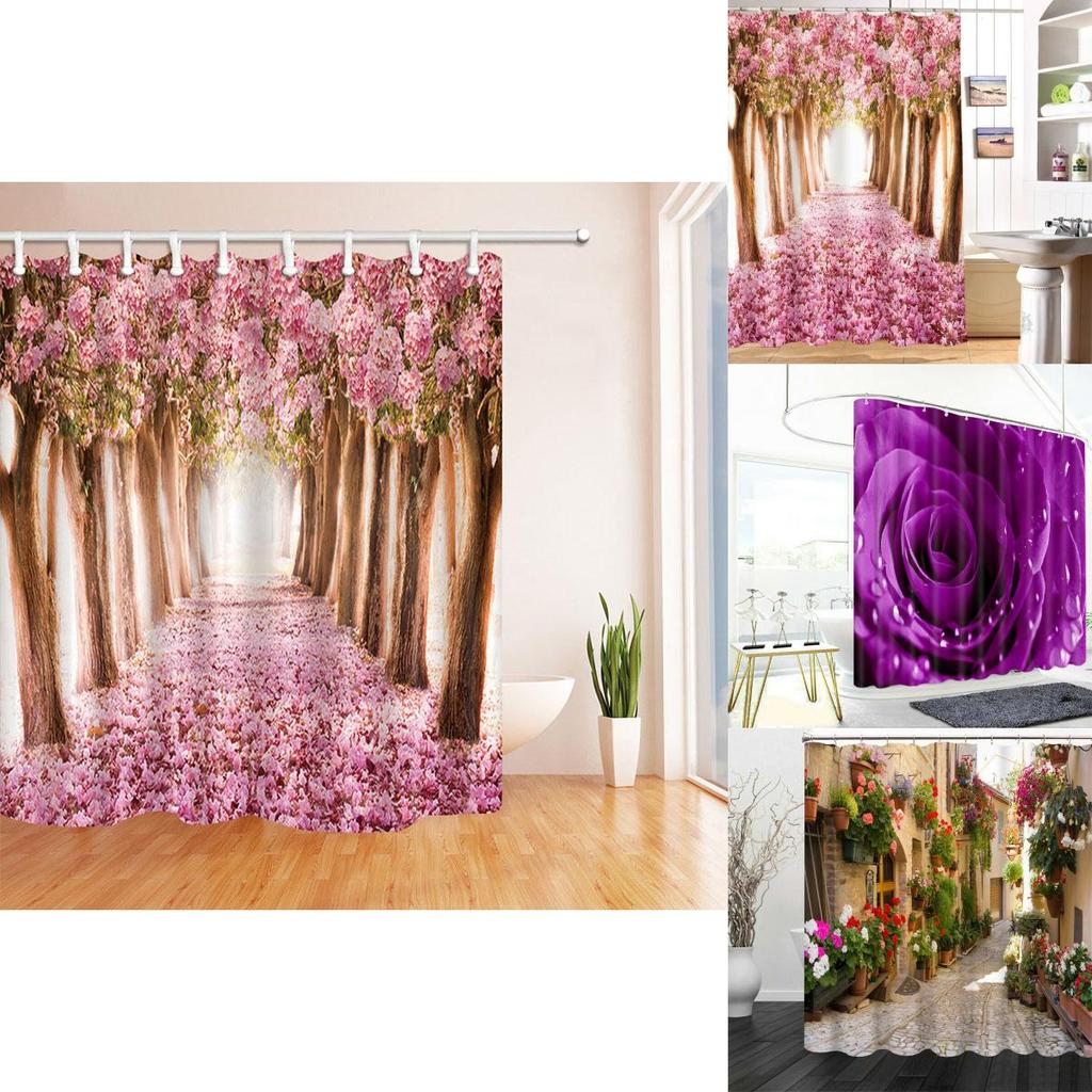 Stunning Waterproof Shower Curtains With Artistic Floral 3d Design For Modern Bathrooms