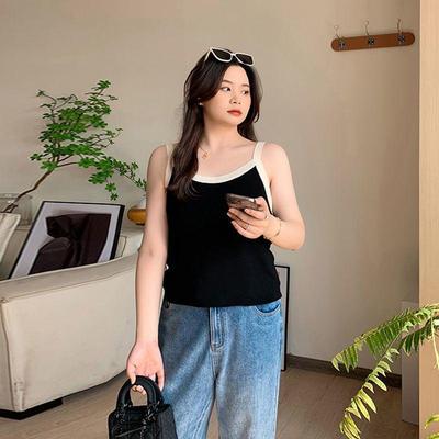 Kadın Büyük Beden Kolsuz Atlet Yelek - Bol Kesim, Zayıflatıcı, İlkbahar ve Yaz için Her Şeye Uyumlu.