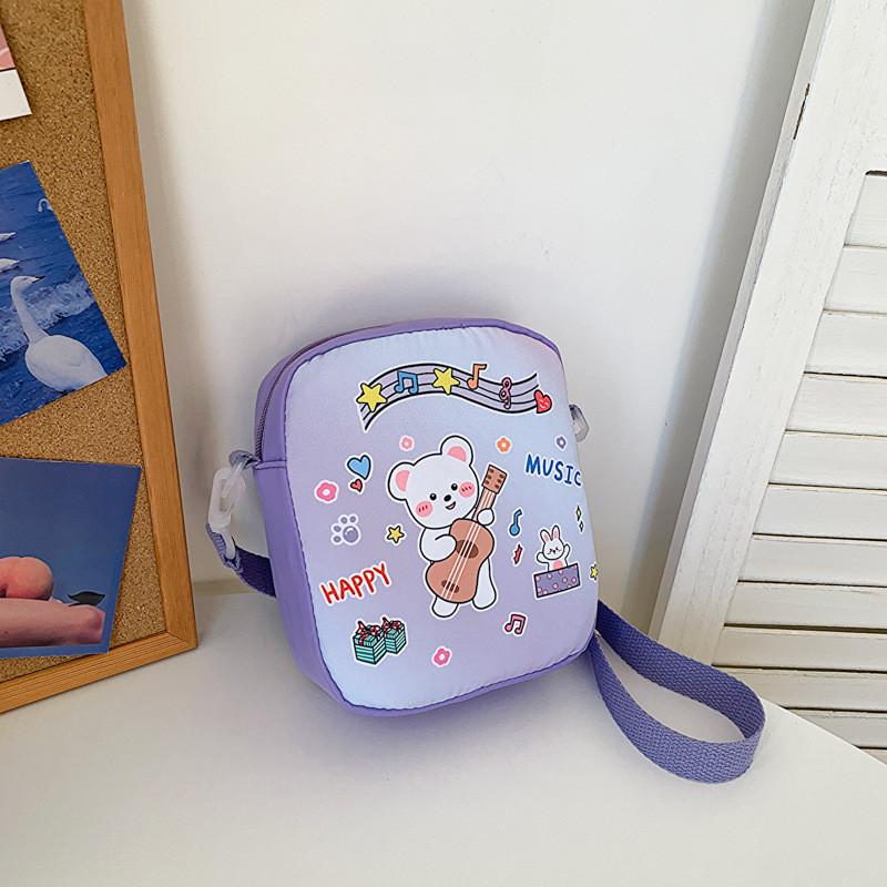 

Adorable Rabbit And Bear Canvas Shoulder Bag For Kids Lightweight And Stylish Design Purple Bear