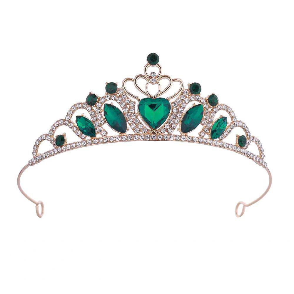 

Rhinestone Zinc Zinc Alloy Princess Tiara Bling Bling Children s Crown Children s Birthday зелений