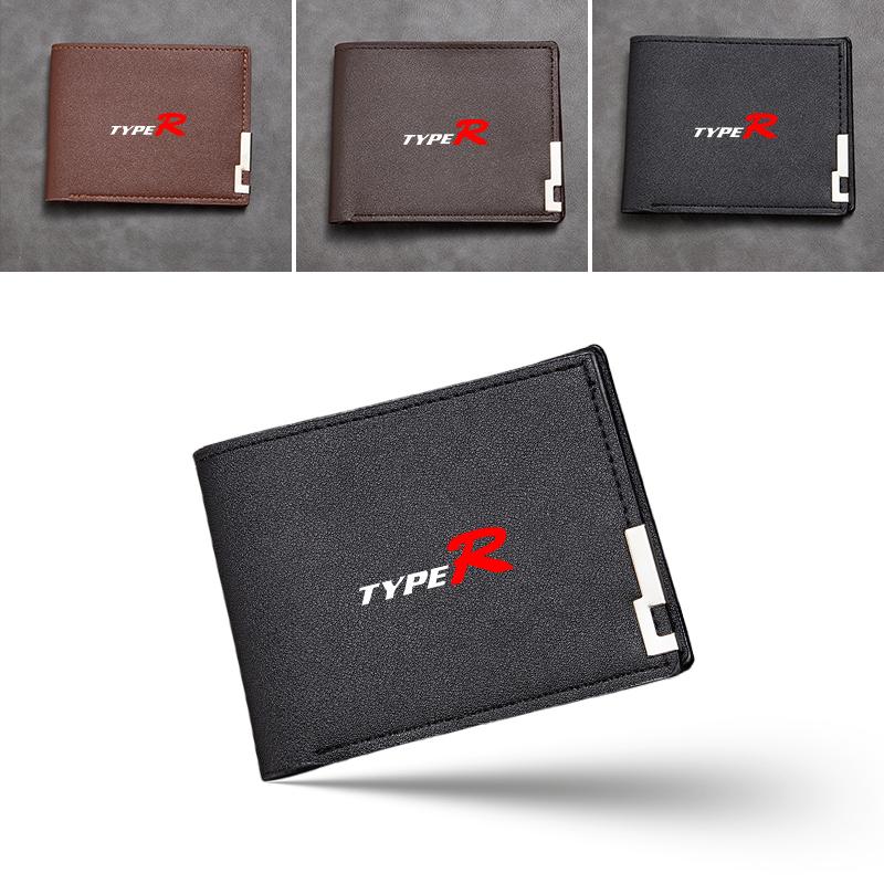 Car Logo Men's Short Wallet Multifunctional Card Purse Coin Storage Bag For Honda TYPE-R Mugen Civic Accord Fit Jazz CRV BRV HRV SM1