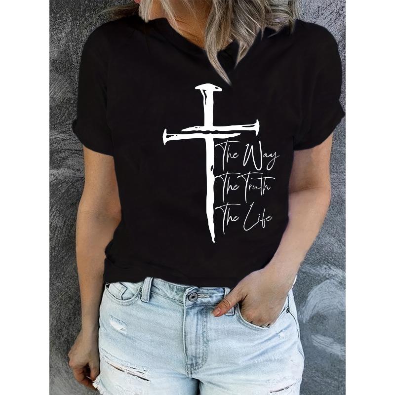 [Soft Stretch | Love Like Jesus] Soft Stretch Women's "Love Like Jesus" Faith T-Shirt | Medium Elastic Crew Neck Short