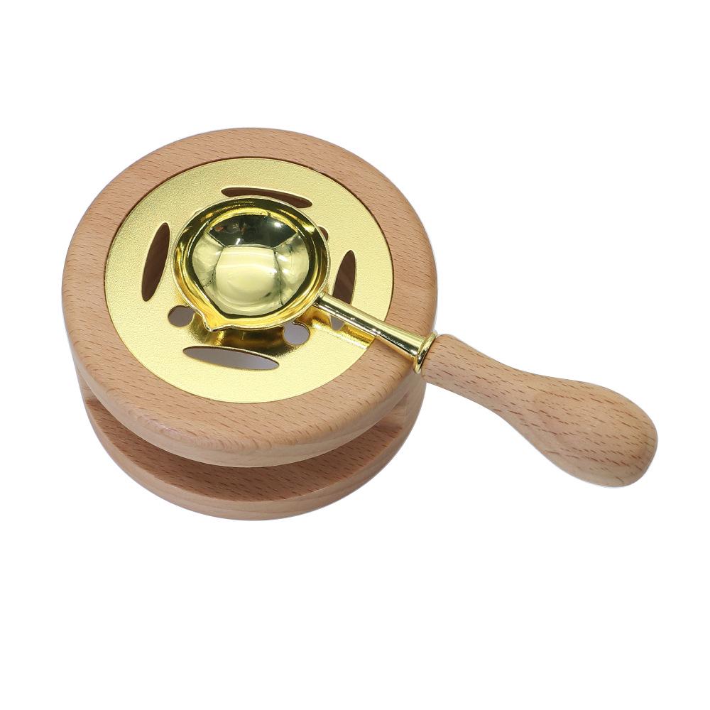 Wax Seal Melting Furnace Set with Handle & Spoon - Wooden Granule Furnace for Crafting