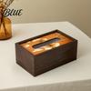 Bathroom Tissue Case Wooden Box Cover Rectangular Paper Towel Dispenser Decorative Napkin Storage Dining Room Holder Organizer for Office Desk Home