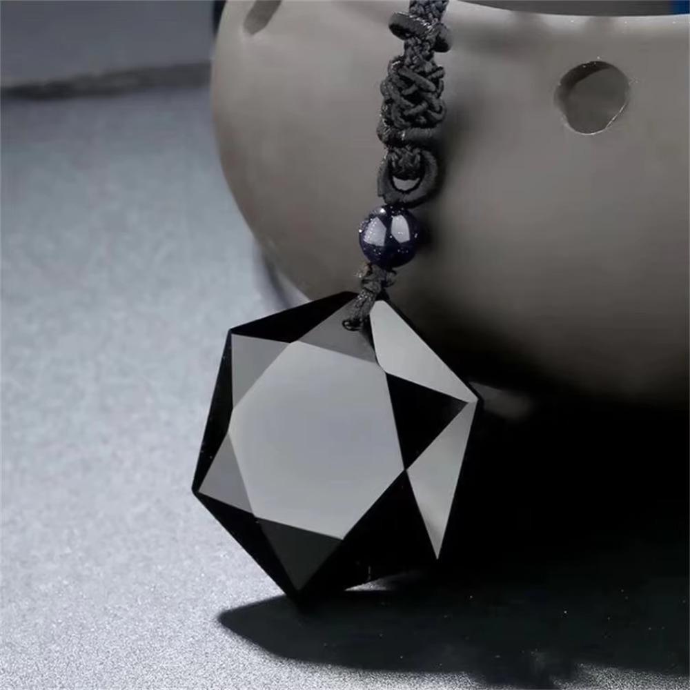 Lucky Love Obsidian Necklace Amulet Pendants Stone Necklace Hexagram Pendant  Jewelry Gift