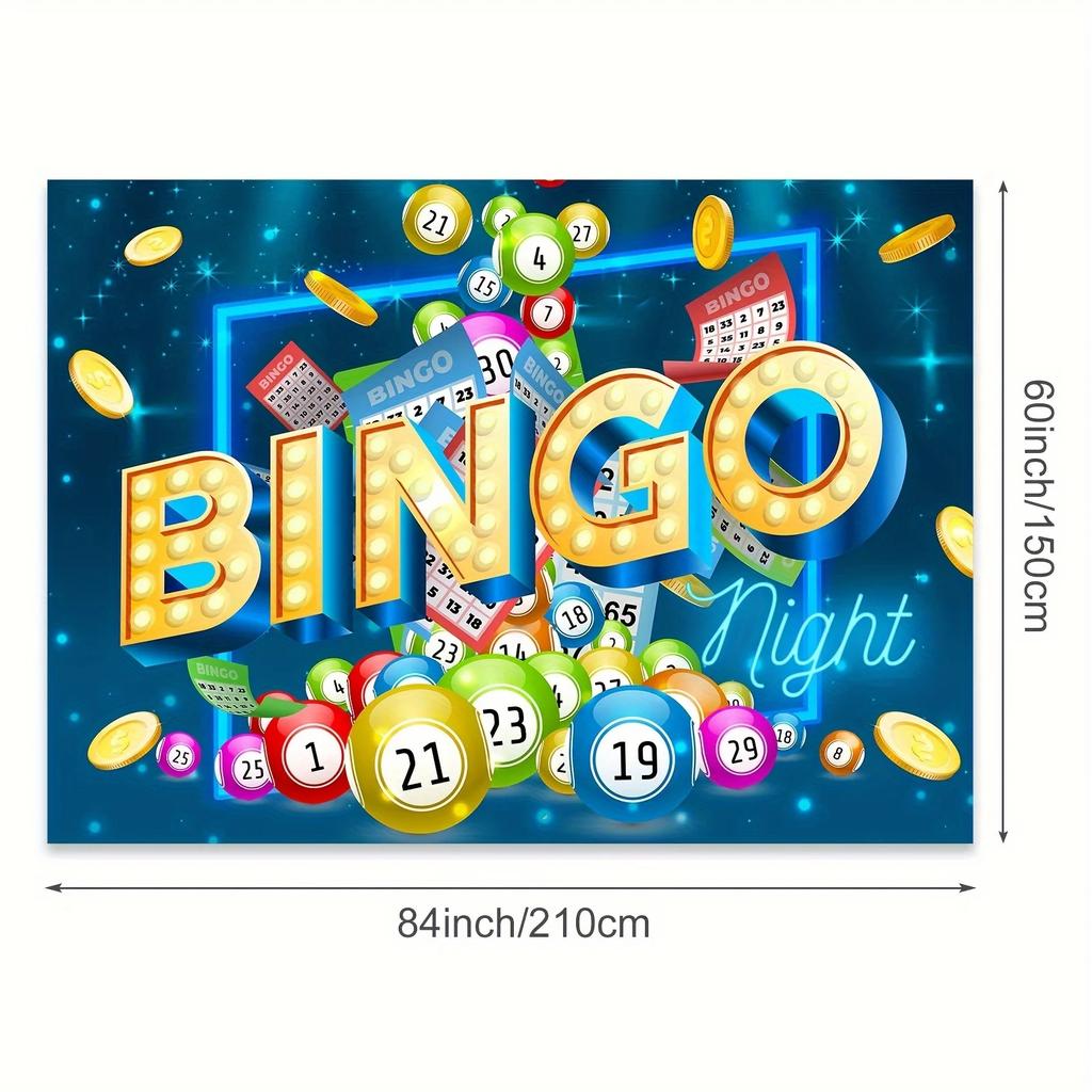 2D Banner 1 Piece Bingo Background Night Game Theme Suitable for Birthdays Festivals Parties