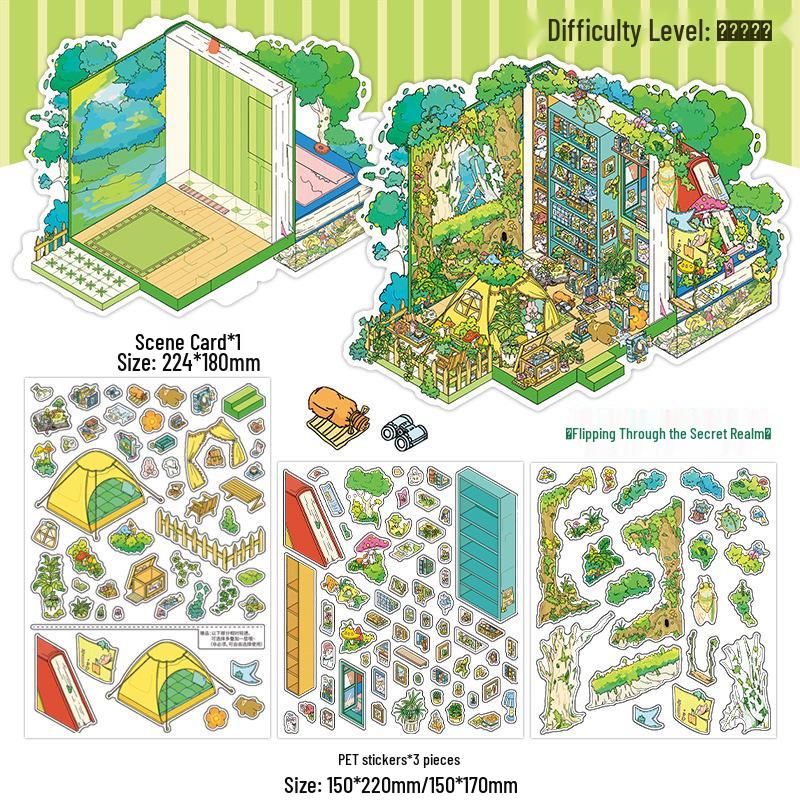 Infeel.Me My Little House Scenery Sticker (2.5D Miniature, Large Size) – Series 21 Children's Journal Toy