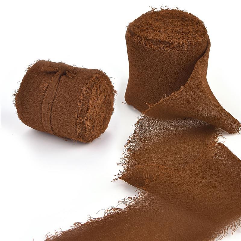 5M Handgefertigtes Ausgefranstes Satin Chiffon Seidenband Für Hochzeitseinladung Verpackung Sträuße Geburtstagsfeier Dekorationen Geschenke