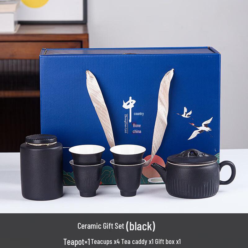 Chinese Ceramic Tea Set with Tea Caddy