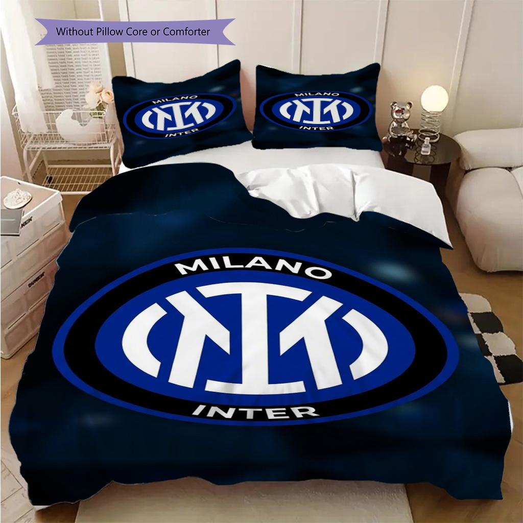 Set tre pezzi Design Emblema Inter (1 * copripiumino + 2 * federa, senza nucleo) Regalo di compleanno di Natale Copripiumino e federa