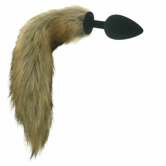 Brown Fox Tail Stainless Steel Anal Butt Plug Pet Play  Butt Plug Tails